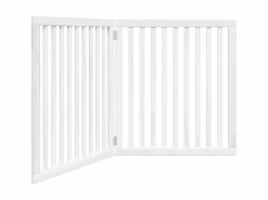 Puerta para perros plegable 2 paneles madera álamo blanca 160cm < Clicnbuy Online