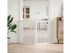Puerta para perros plegable 2 paneles madera álamo blanca 160cm < Clicnbuy Online