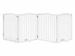 Puerta para perros plegable 4 paneles madera álamo blanca 320cm < Clicnbuy Best
