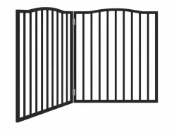 Puerta para perros plegable 2 paneles madera álamo negra 160 cm < Clicnbuy Sale