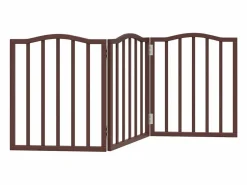 Puerta para perros plegable 3 paneles álamo marrón roble 150 cm < Clicnbuy New