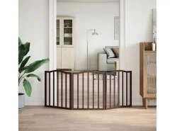 Puerta para perros plegable 3 paneles álamo marrón roble 150 cm < Clicnbuy New
