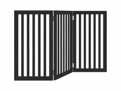 Puerta para perros plegable 3 paneles madera álamo negra 150 cm < Clicnbuy Sale