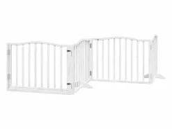Puerta para perros plegable 4 paneles madera álamo blanca 320cm < Clicnbuy Outlet