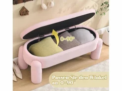 Puf banco de cama con arcón de almacenamiento en terciopelo, estilo contemporáneo y multifuncional para dormitorio y salón < Outlet