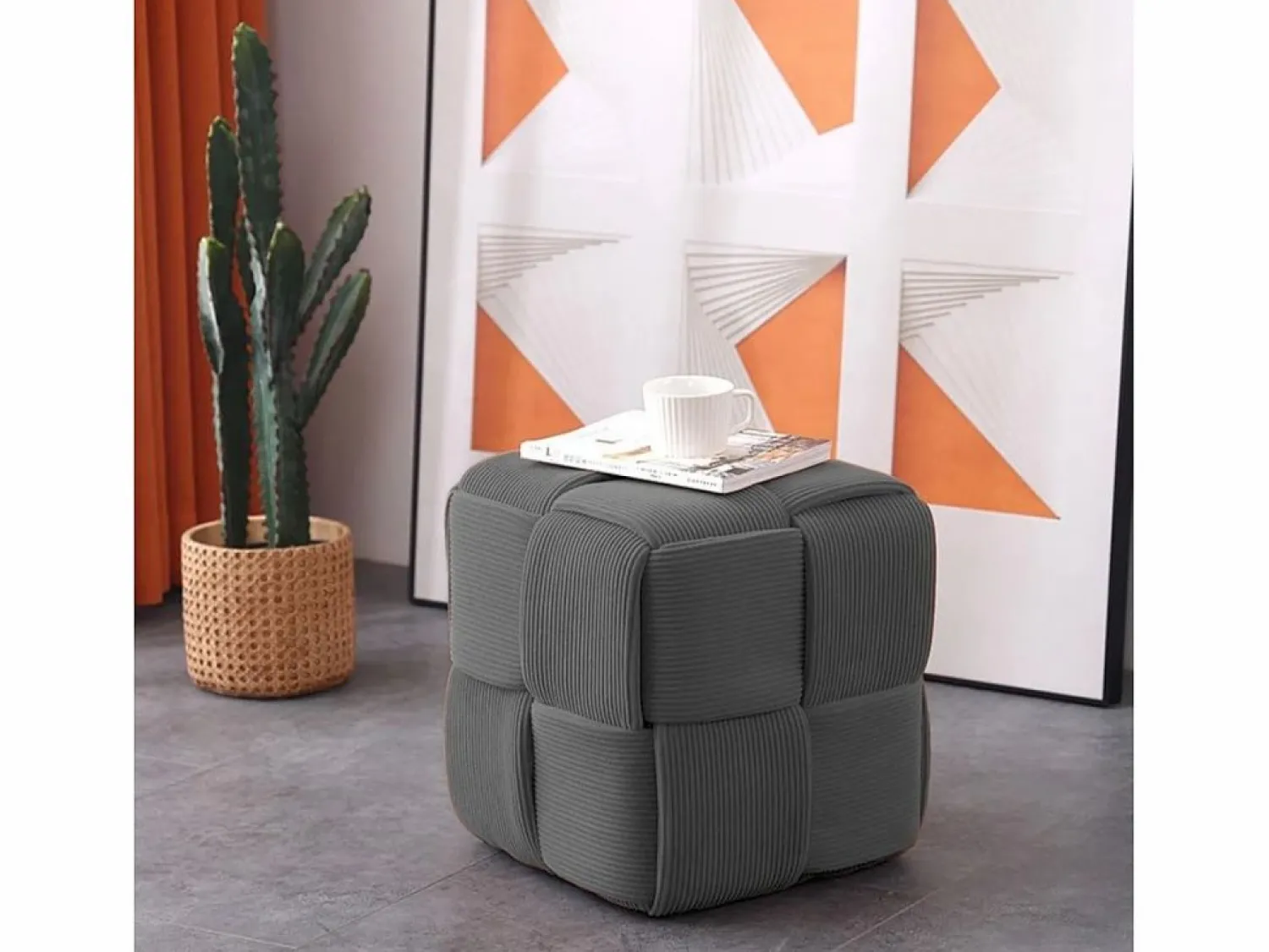 ADEC Accesorios De Almacenaje|Cesta * Puf Courdoruy diseño cuadrado 41x45x45 cm Gris