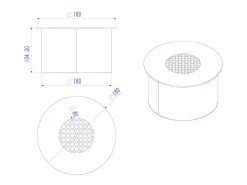 Quemador redondo para chimenea de bioetanol, acero inoxidable, 2 litros, diámetro 20 cm. <