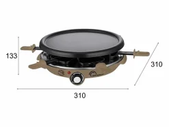 Raclette multifunción Meuuuh para 6 personas 1200W taupe con crepera y 6 sartenes < Little Balance Online