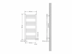 Radiador Eléctrico con Resistencia 600W, 400 x 800 mm, Cromado, Conexión Lateral < LuxeBath Best