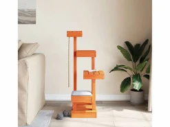 Clicnbuy Juego De Animales * Árbol para gatos madera maciza pino marrón cera 45,5x49x103 cm Marru00f3n