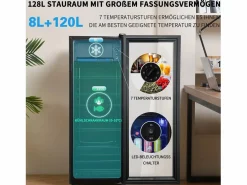 DripeX Electrodomésticos De Frío | Refrigerador 128L, con 3 estantes ajustables y puerta de vidrio, -10 ° C a 10 ° C, 90 kWh/año, eficiencia energética F, 40x41x109.5cm