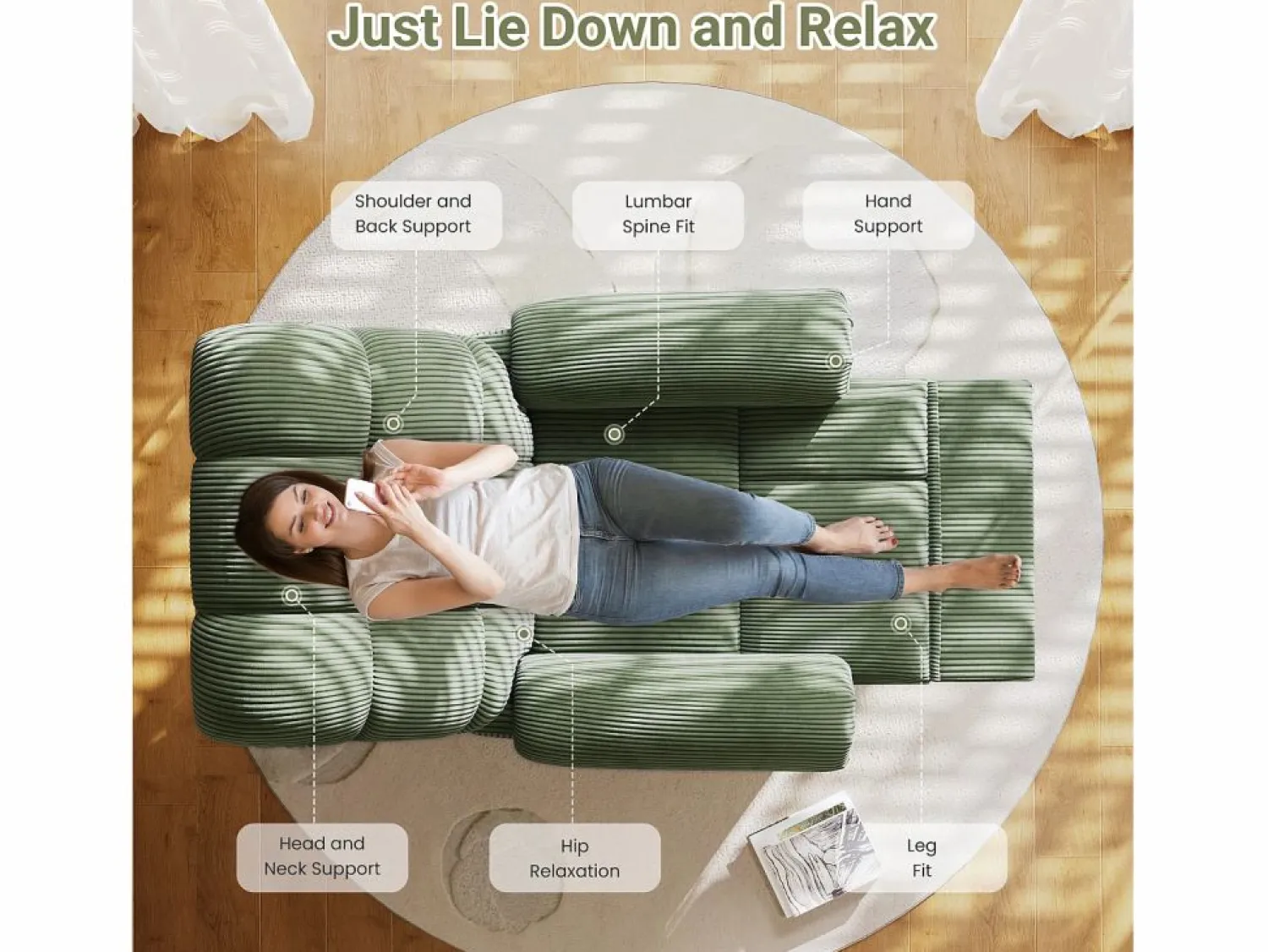 DripeX Sillón Escandinavo * Relájate sillón de terciopelo eléctrico de sillón, silla de ocio ajustable con USB, respaldo ajustable, antiestático con reposapiés - 96x97x104cm Verde
