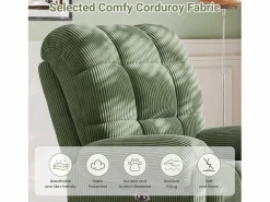 DripeX Sillón Escandinavo * Relájate sillón de terciopelo eléctrico de sillón, silla de ocio ajustable con USB, respaldo ajustable, antiestático con reposapiés - 96x97x104cm Verde