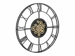 INSIDEART Reloj De Pared | Reloj de pared industrial - D. 80 cm - metal - Negro y dorado - KARIAL