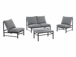 Salón de jardín de aluminio: un sofá de 2 plazas, 2 sillones y una mesa de centro - Antracita - LISMO de < MYLIA Online