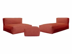 Salón de jardín de tela 4 plazas: 1 sofá, 1 Chaise longue y un puf - Terracotta - NOUMARA de < MYLIA Best