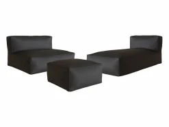 Salón de jardín de tela 4 plazas: 1 sofá, 1 Chaise longue y un puf - Terracotta - NOUMARA de < MYLIA Best