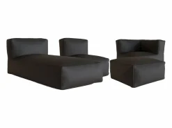 Salón de jardín de tela - 1 sillón 1 ángulo 1 chaise longue 1 puf NOUMARA < MYLIA Online