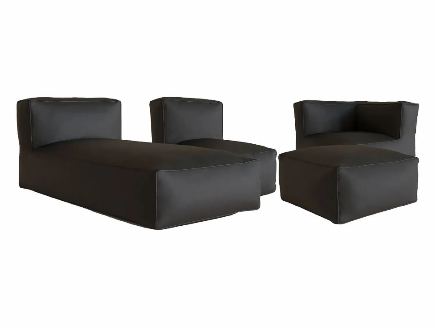 Salón de jardín de tela - 1 sillón 1 ángulo 1 chaise longue 1 puf NOUMARA < MYLIA Online