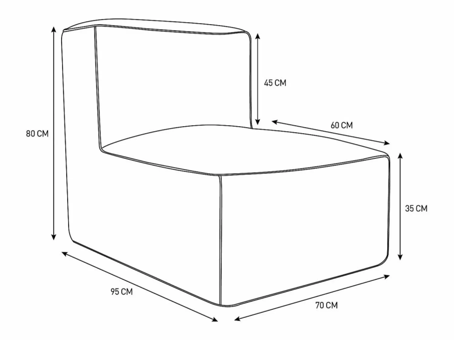 Salón de jardín de tela - 1 sillón 1 ángulo 1 chaise longue 1 puf NOUMARA < MYLIA Online