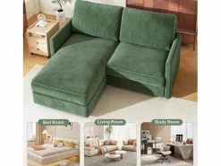 2 -Seater Corner Sofa - ángulo reversible derecho / izquierda - 180x140x86cm - en tela de terciopelo acanalado - carga máxima de 300 kg - < DripeX Sale
