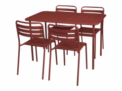Sweeek Comedores De Jardín * Set mesa de jardín bistró de acero con 4 sillas, 120cm tierra de siena Granate