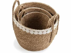 Set de 3 cestas Yasmina de fibra natural con asas, /natural < VS Venta-stock New
