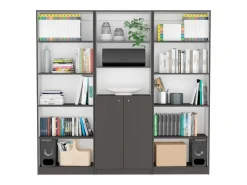 Set de estanteria de oficina home de 3 piezas en melamina con estantes y 2 puertas , 180.6 cm X 188.4 cm X 29.9 cm , < TuHome Online