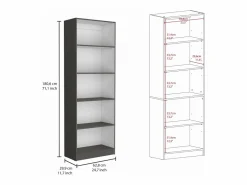Set de estanteria de oficina home de 3 piezas en melamina con estantes y 2 puertas , 180.6 cm X 188.4 cm X 29.9 cm , < TuHome Online