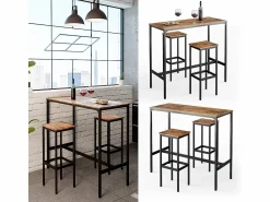 Vicco Mueble Bar * Set de mesa de bar madera antigua 120x50x105 fyrk Marru00f3n