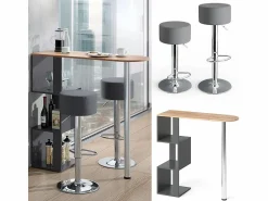 Vicco Mueble Bar | Set de mesa de bar roble dorado 113x39.8x111.8 vincent