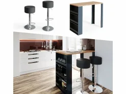 Vicco Mueble Bar | Set de mesa de bar roble 57x117x106