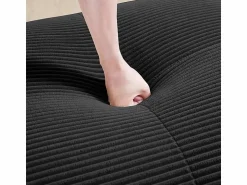 DripeX Sofá Modular * Set de Sofá Modular de Pana Acanalada: Pouf - 92.5x75x44cm - Negro