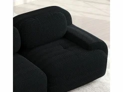 DripeX Sofá Modular * Set de Sofá Modular de Pana Acanalada: Pouf - 92.5x75x44cm - Negro