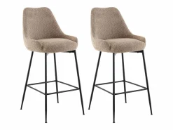 Set de 2 taburetes de bar de tela rizada y metal negro - - TOYBA < Vente-unique Best