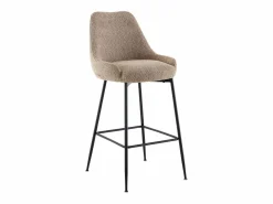 Set de 2 taburetes de bar de tela rizada y metal negro - - TOYBA < Vente-unique Best