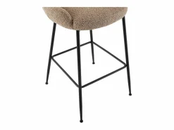 Set de 2 taburetes de bar de tela rizada y metal negro - - TOYBA < Vente-unique Best