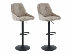 Set de 2 taburetes de bar de tela texturizada y metal - Altura ajustable - - LARANZA < Vente-unique Best