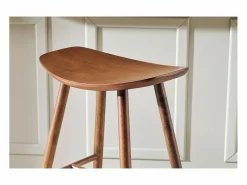 Miliboo Muebles De Bar|Taburete Alto * Set de 2 taburetes de cocina de nogal 65 cm DEMORY Marru00f3n