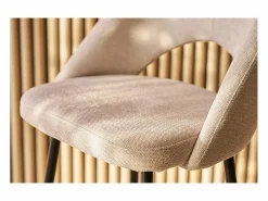 Miliboo Muebles De Bar|Taburete Alto * Set de 2 taburetes de cocina efecto aterciopelado texturizado 65 cm COSETTE Beige