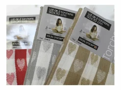 Set de 2 toallas de algodón COEUR taupe, jacquard 50x70 cm < Soleil d'ocre Best