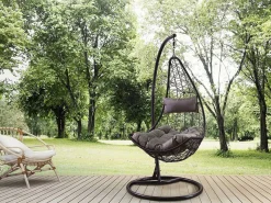 Saldosystocks Sillón Colgante | Silla Colgante Mecedora Once. Muebles de Jardin o Terraza , Cojin Negro