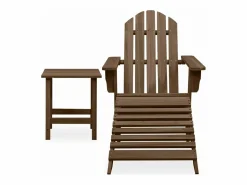 Clicnbuy Tumbona | Silla con otomana y mesa jardín Adirondack abeto macizo marrón