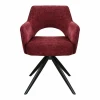 Vente-unique Colección Rouge Passion | Silla giratoria con reposabrazos en tela texturizada y metal negro - Burdeos - KONYA