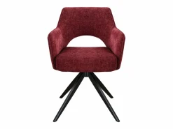 Vente-unique Colección Rouge Passion | Silla giratoria con reposabrazos en tela texturizada y metal negro - Burdeos - KONYA
