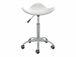 Clicnbuy Taburete De Oficina * Silla de oficina de cuero sintético Blanco