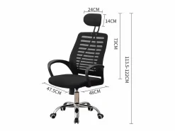 Silla de oficina ergonómica "Sébastien" de altura regulable con reposacabezas - Negra < Habitat et jardin New