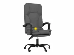 Clicnbuy Silla De Oficina * Silla de oficina reclinable con masaje de tela oscuro Gris