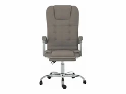 Clicnbuy Silla De Oficina * Silla de oficina reclinable con masaje tela gris taupé Topo