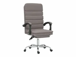Clicnbuy Silla De Oficina * Silla de oficina reclinable con masaje tela gris taupé Topo